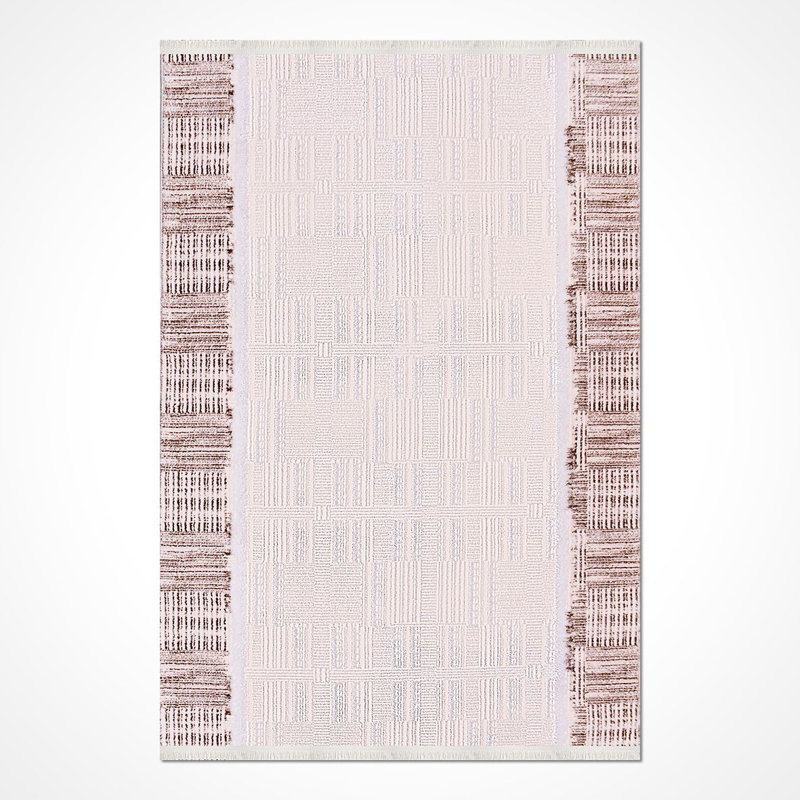 Tapis crème moderne antidérapant lavable à la machine, Rectangle 2 pi 8 po x 5 pi