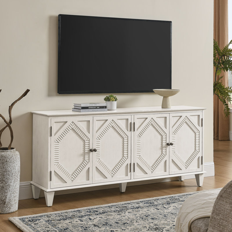 Buffet décoratif géométrique 65,2 "avec rangement Chambliss, Blanc