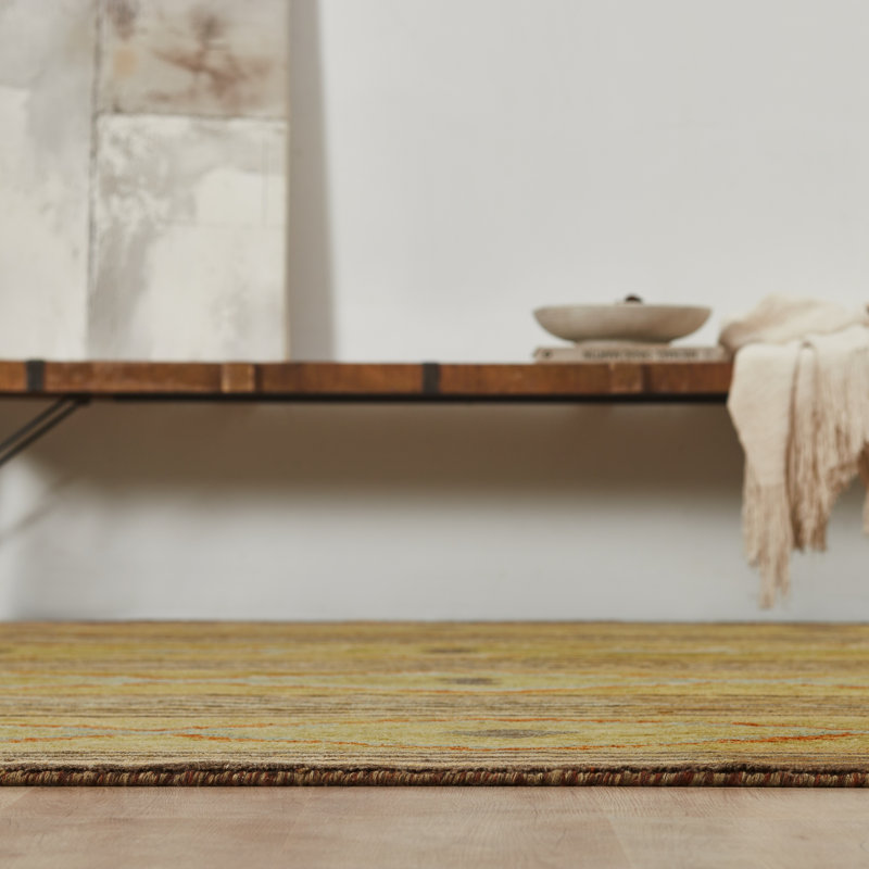 Graviett Wool Southwestern Area Rug in Beige, Rectangle 6' x 9'
