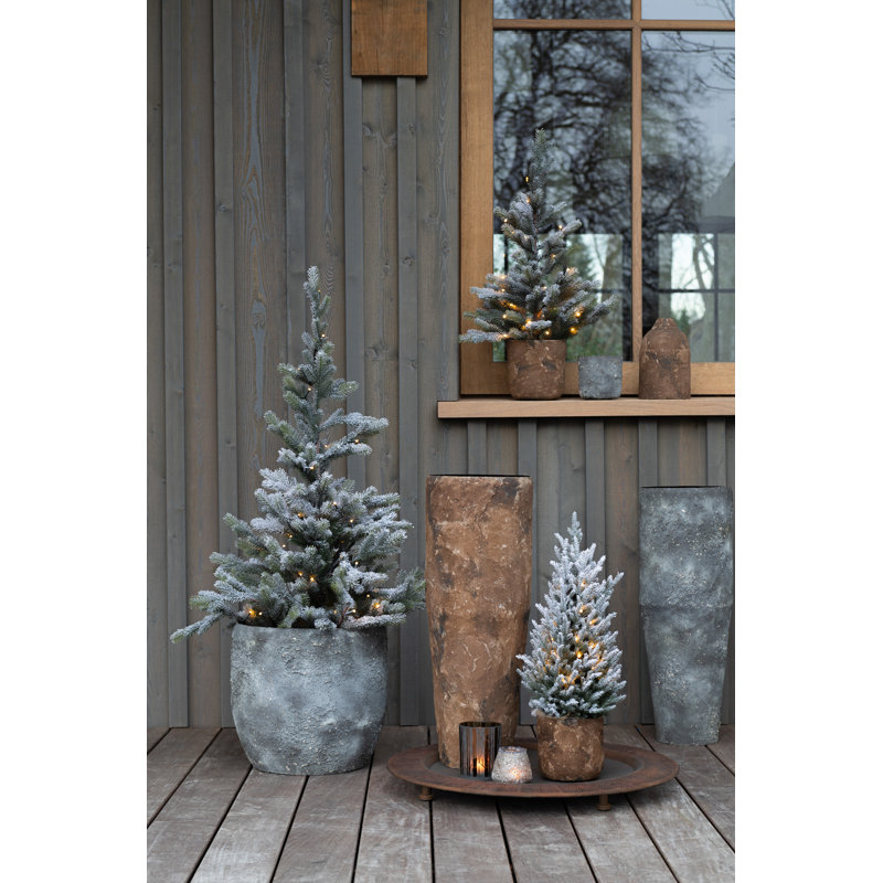 Set Of 3 Planters Rough Metal Grey, Brown