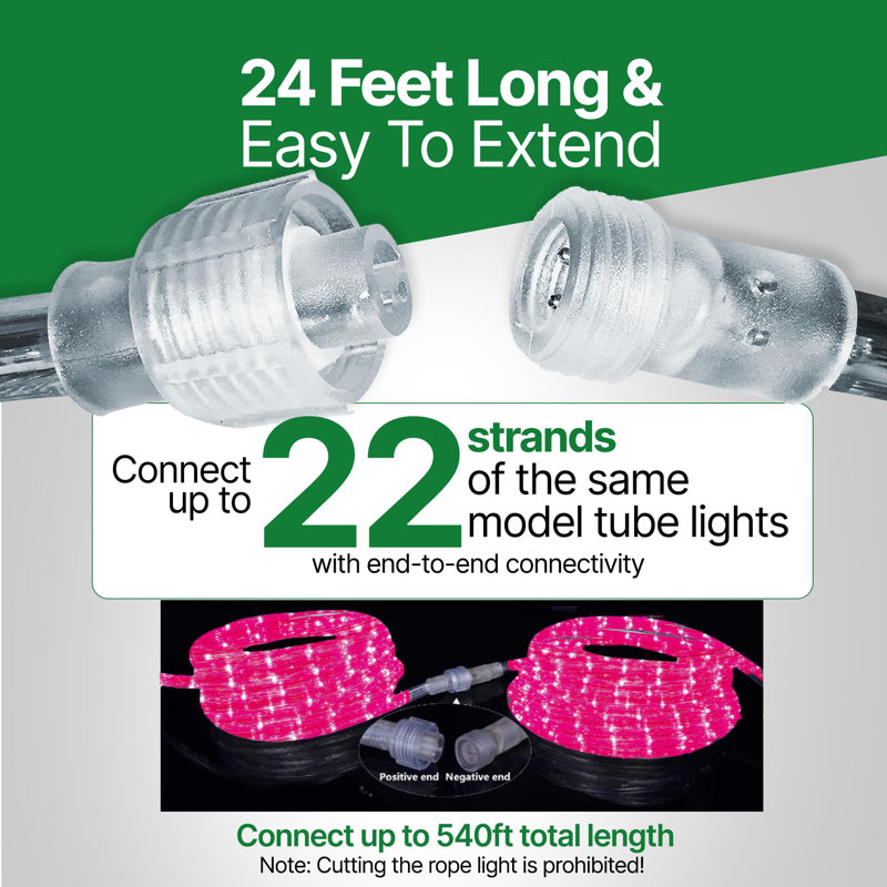Tupkee LED Rope Light Purple - For Indoor And Outdoor Use, 24 Feet (7.3 M) - 10MM Diameter - 144 LED Long Life Bulbs Rope Tube Lights
