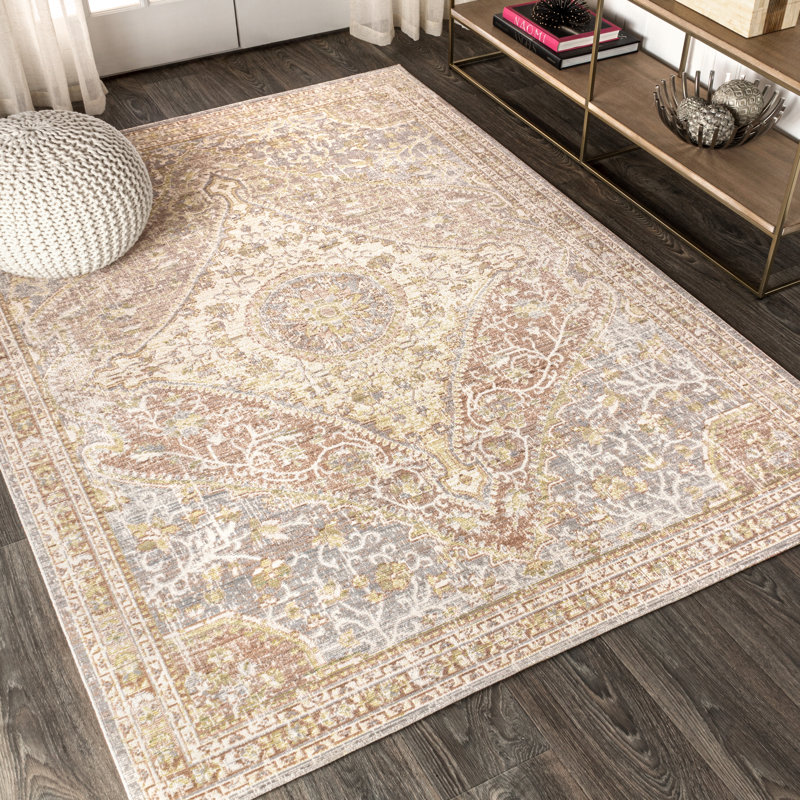 Virgil Modern Ornate Medallion Gray/Brown Rug, Rectangle 7'9" x 10'