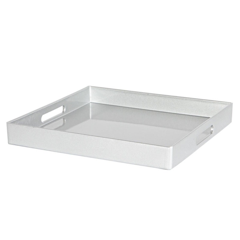 Argon Tableware - Square Melamine Serving Trays - Set of 3, Silver