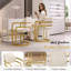 Ensemble de 8 chaises de salle à manger luxueuses en lin respirant avec pieds en acier inoxydable 304 brossé or