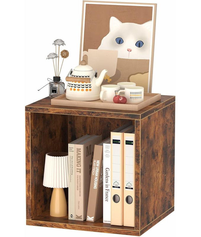 Cube Storage Organizer,Stackable Cubes Shelf,CD Cube Bookshelf, Brown