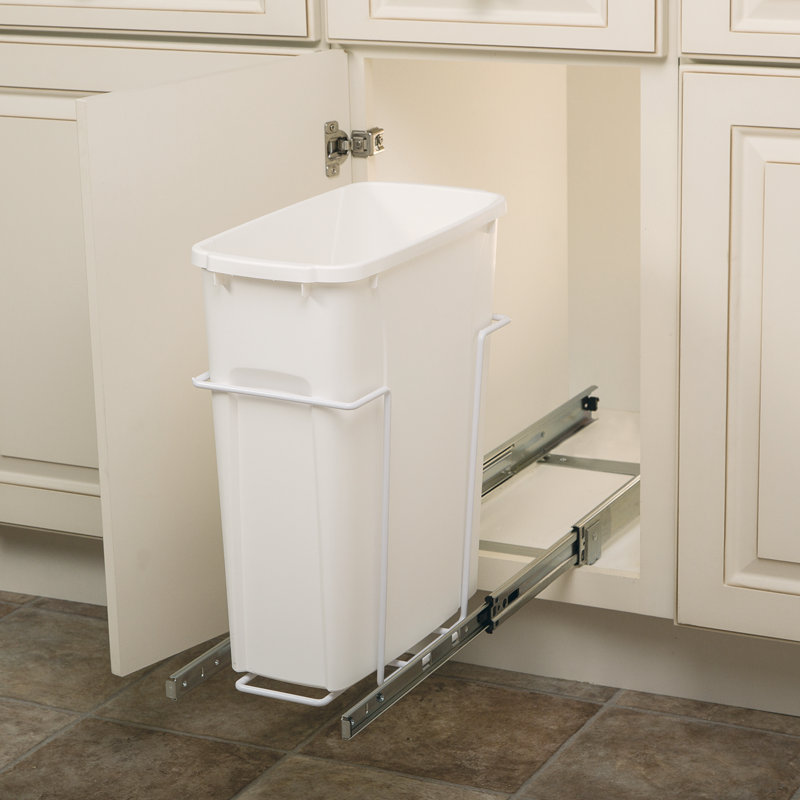 Plastic Open Pull Out Trash Can, 35 Qt