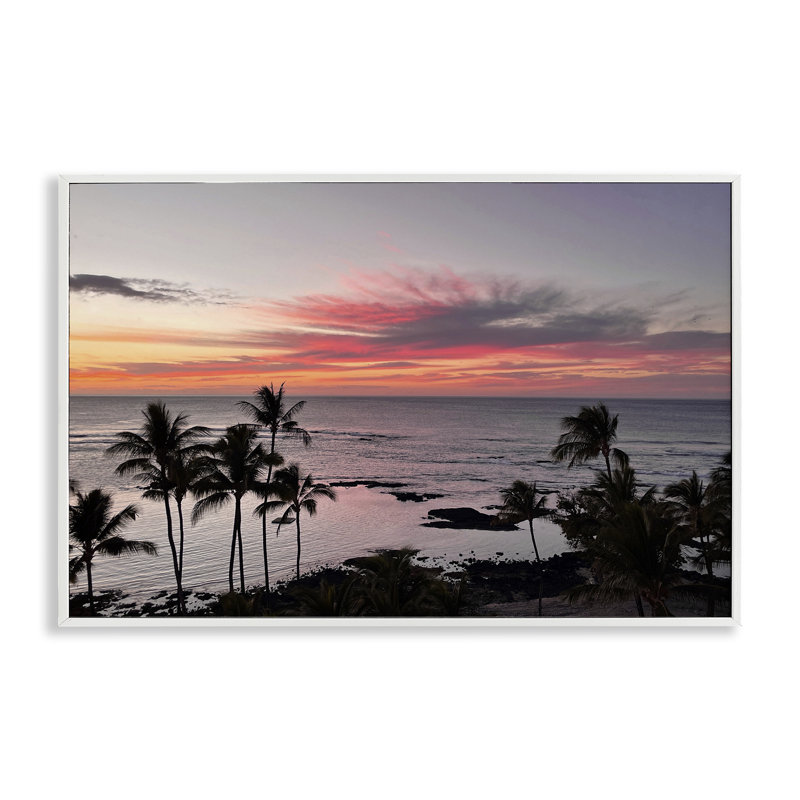 Fierce Sunset View Grey Framed Giclee Art by Kathy Mansfield, Coastal White Framed Giclee, 16" H x 24" W