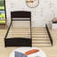 Lit plateforme simple en bois avec lit gigogne et tête de lit-1259657284