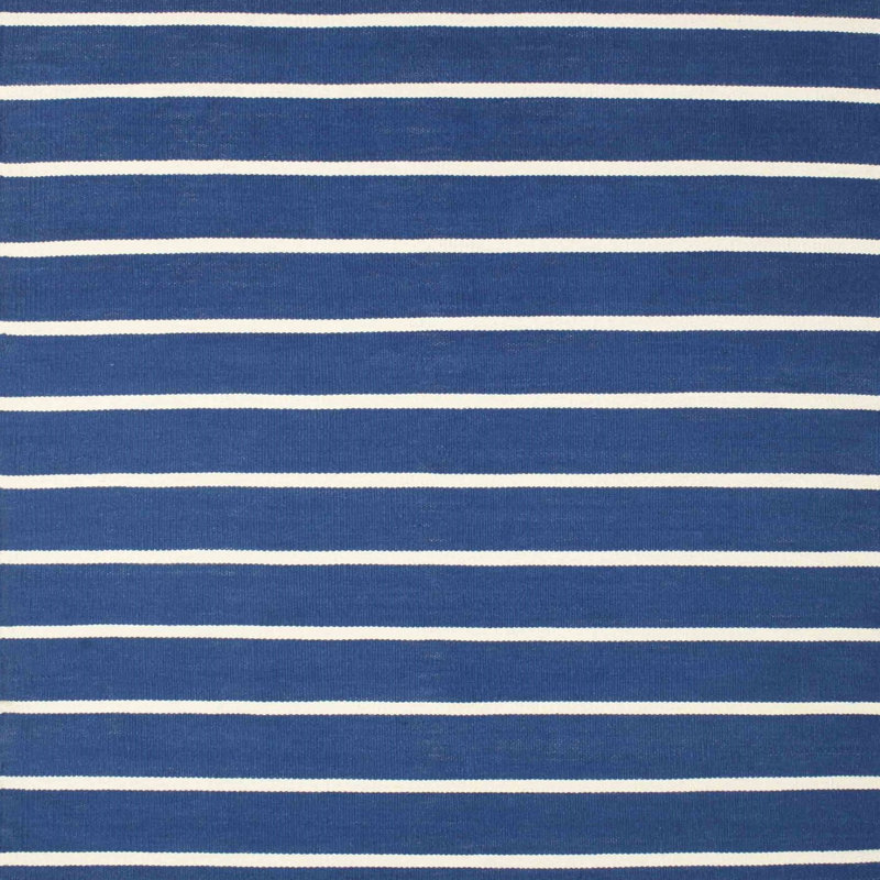 Tapis bleu/blanc contemporain, Carré 7 pi