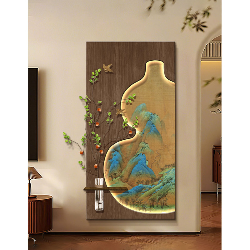 Décoration murale rétro en grès avec pot à fleurs hydroponique, H 55,12 po x l 27,56 po x P 1,97 po