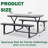 Gray Outdoor Picnic Table Set with Benches, Woodgrain Plastic Patio Dining Table with Metal Frame, Weather-Resistant Picnic Bench Table for Backyard, Patio, Garden, Park, Seats 6