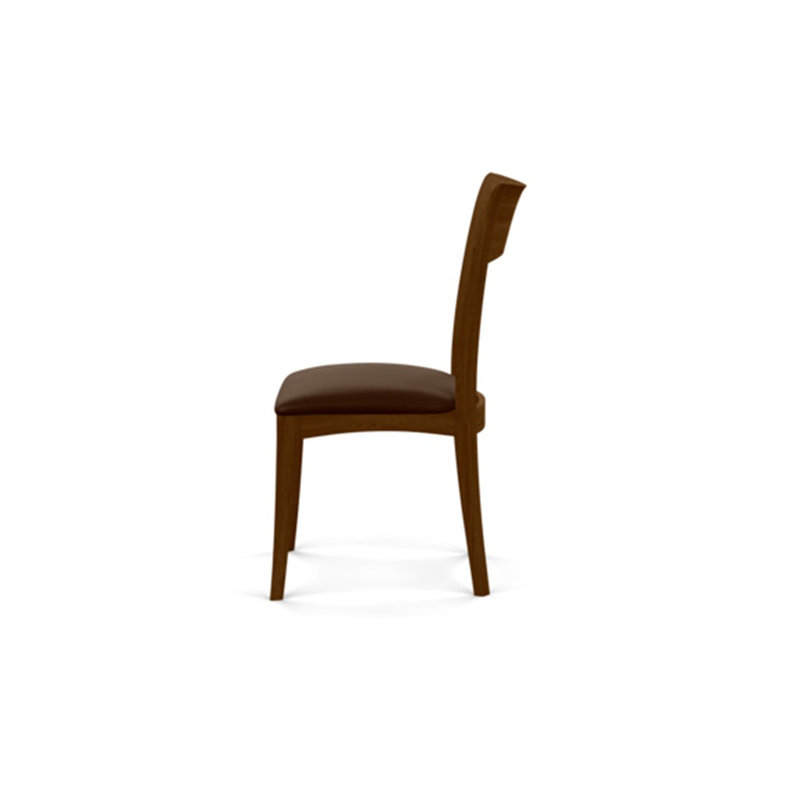 Ingrid Upholstered Dining Chair, Coffee Leather, Natural Walnut