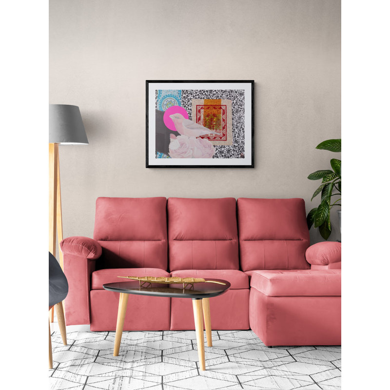 Bird Butterfly Flowers Print by Jphono 1, Black Framed Paper, 17.25" H x 21.25" W