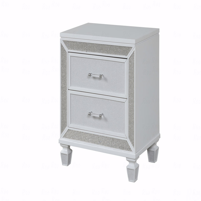 Table de chevet 2 tiroirs, finition bois moderne