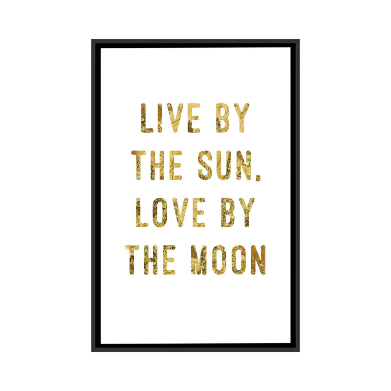 «Live by Gold», impression sur toile, H 26 po x l 18 po x P 1,5 po, Pas de tapis, Toile avec cadre noir