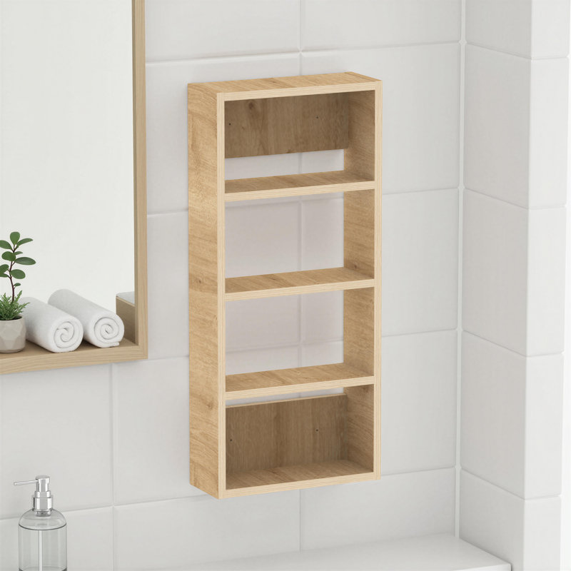 Rafina Wall Mounted Bathroom Cabinet, 4 Shelves, Oak
