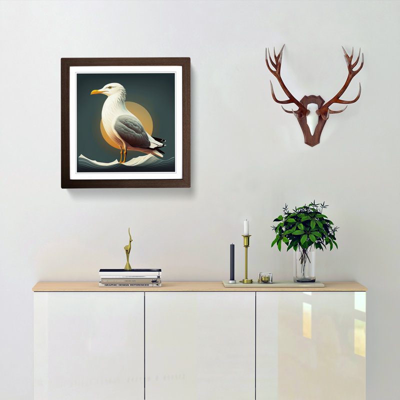 Seagull Deco - Single Picture Frame Print on Wood, Walnut