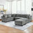 U-shaped Sofa Chenille Sofa with Movable Storage Ottoman-543712107