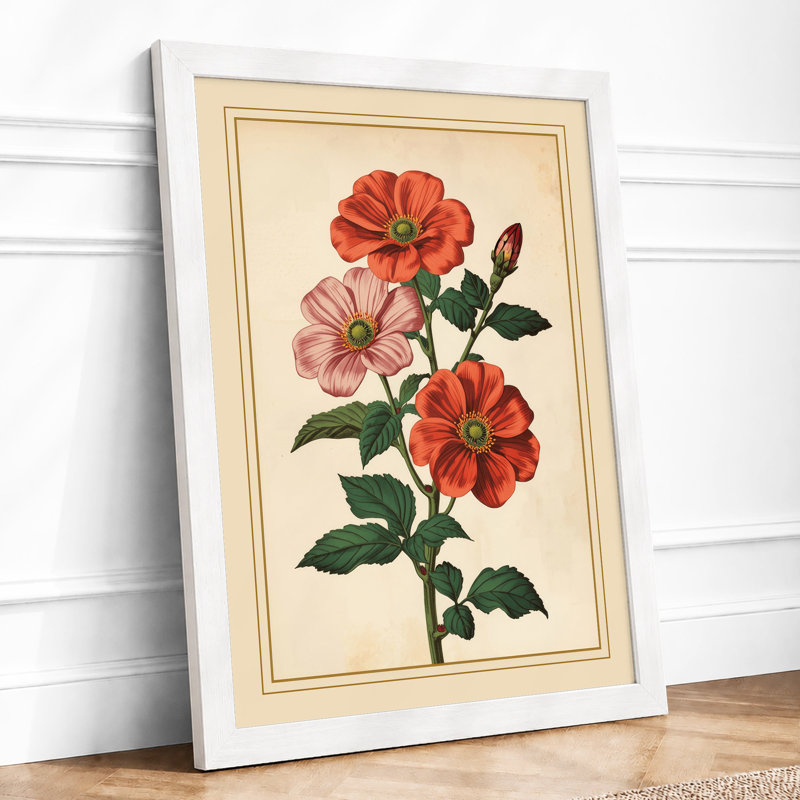 Flowering Plant Study Botanical - Framed Print, A3 - 42.0 x 29.7 cm, White
