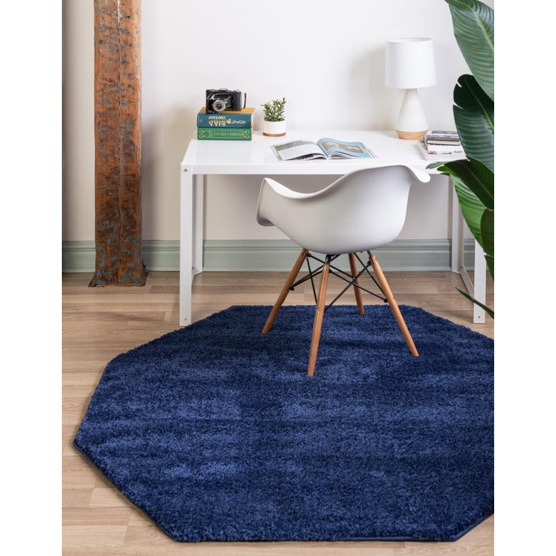 Tapis uni / rayé couleur saphir Carrie, Octogone 5 pi