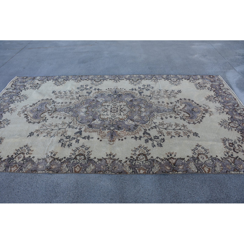 Tapis classique en laine beige 6,18 x 11,54 pouces