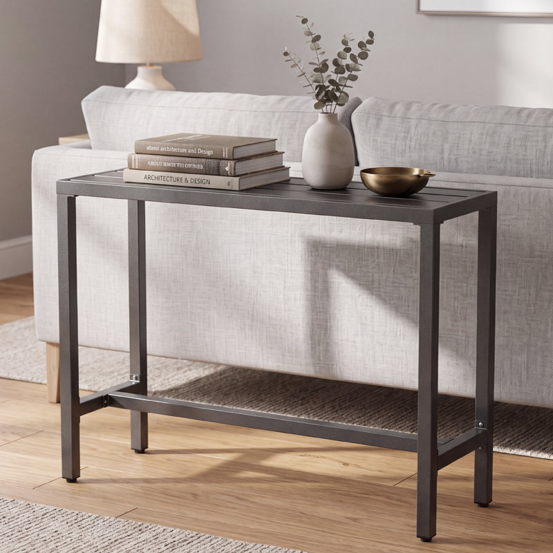 Counter Height 36.97'' Iron Bar Table, Gray, 15.6" W x 46.8" L