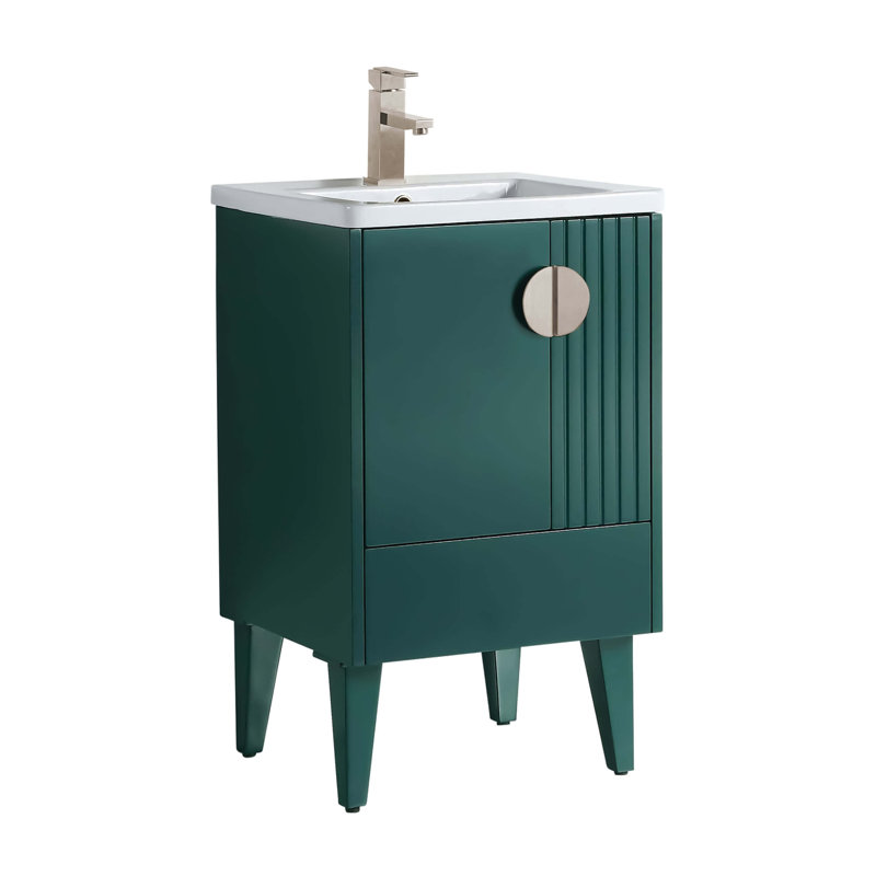 Ensemble de meuble-lavabo simple 20 po Saimah, Vert, Nickel satiné