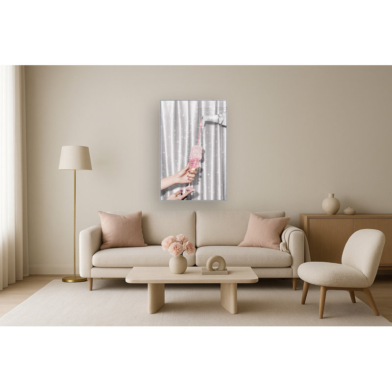 Art mural champagne scintillant - 32 po x 47 po - cadre argenté