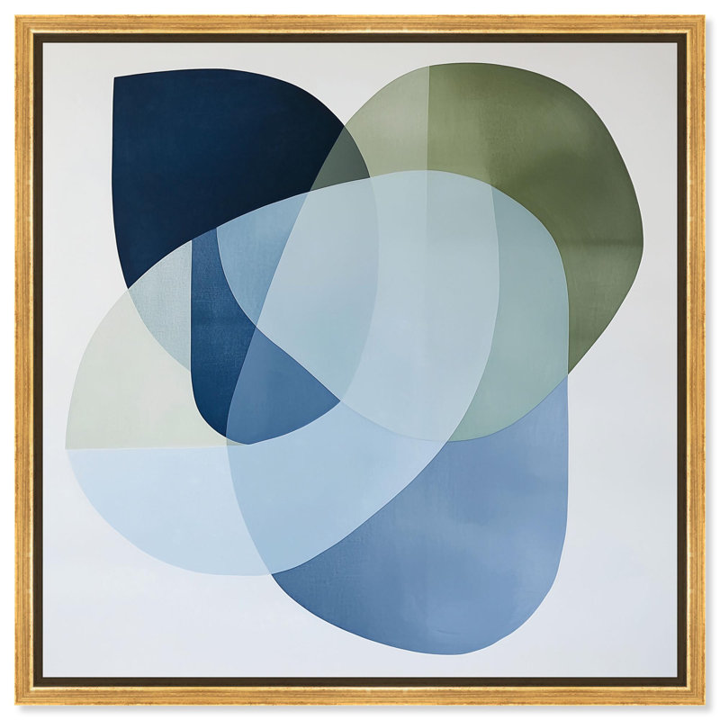 Décoration murale moderne Serene Overlap I par Art Remedy, H 17 po x l 17 po, Cadre flottant doré