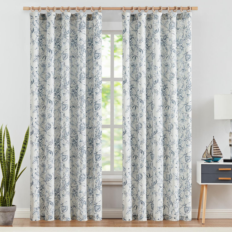 Rideaux à passe-tringle, Bleu, L 50 po x L 84 po