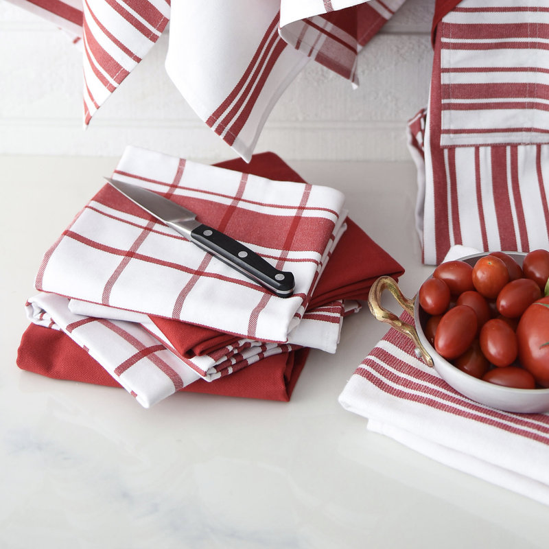All-Clad Woven Bistro Kitchen Towels (Set of 4), Chili