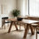 Retro simple Rectangular Solid Wood Dining Table