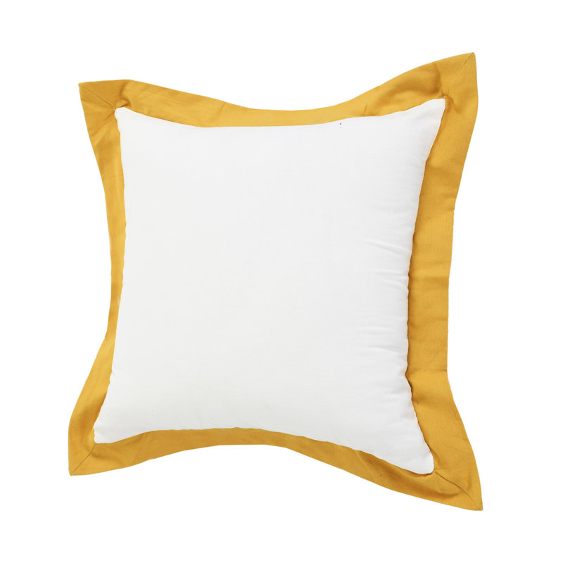 Housse de coussin à fermeture à glissière géométrique 100% coton 20 po x 20 po, Blanc / doré