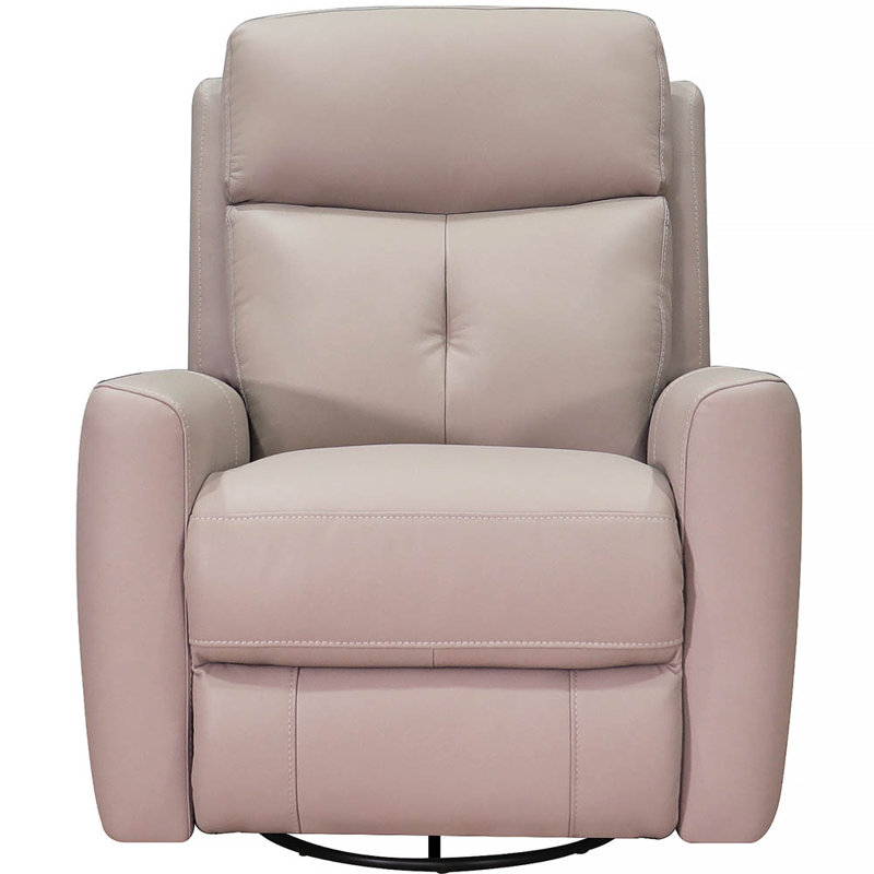 Corinne Power Headrest Top Grain Leather Swivel Glider Recliner, Sterling Bedford Ash Genuine Leather