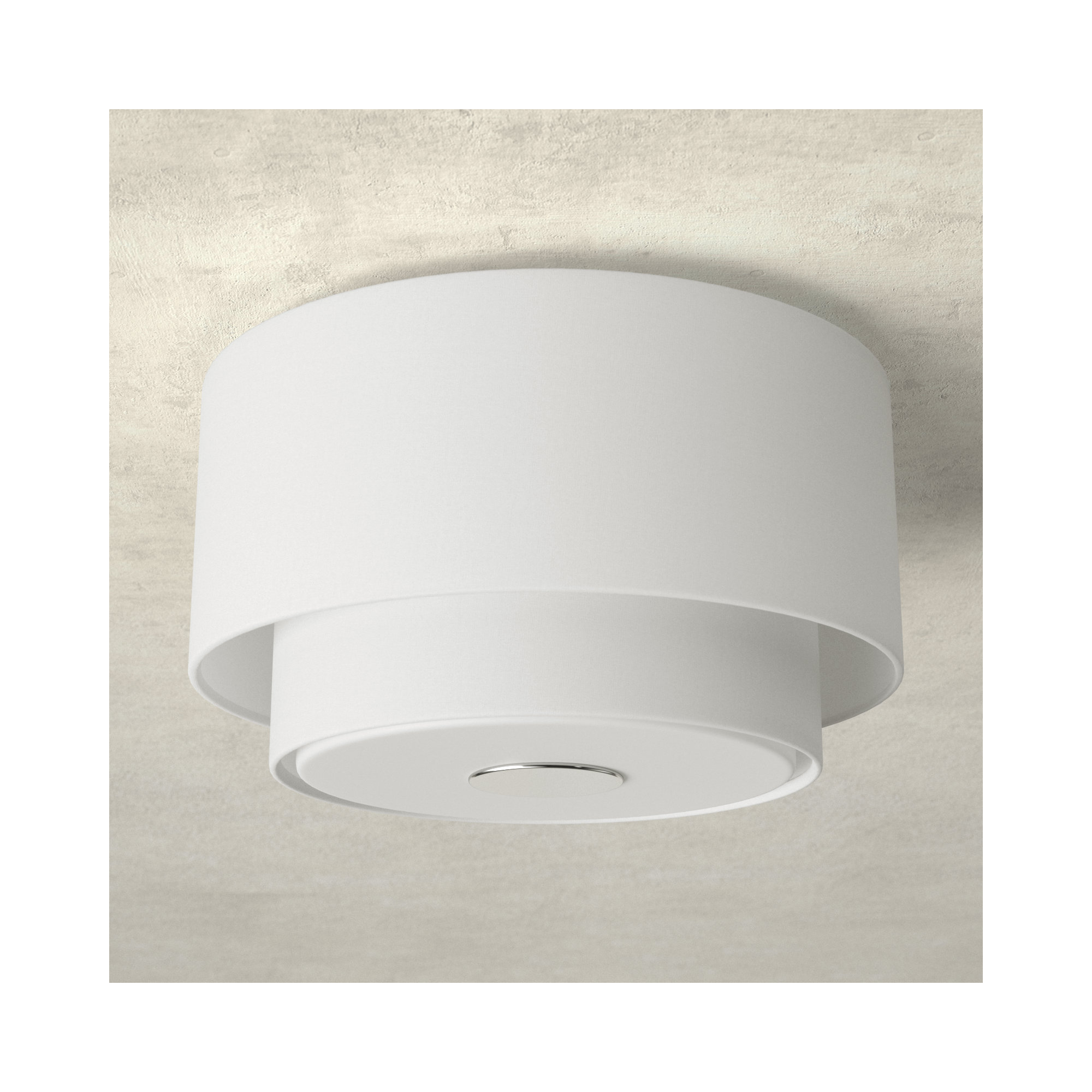 Tanyel 3 Light Fabric Flush Mount, Polished Nickel