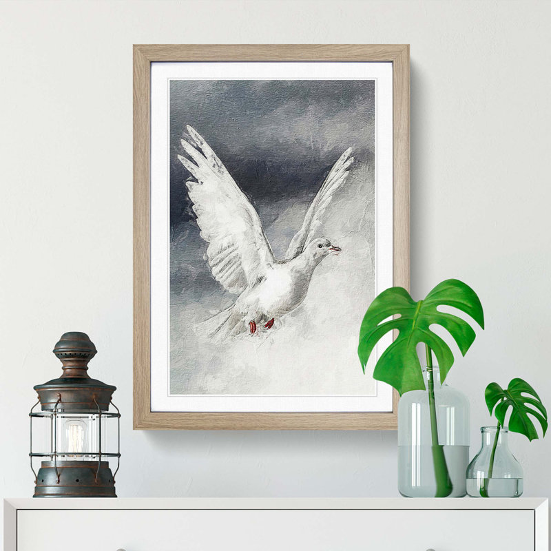 Flying Dove - Framed Print, 48cm H x 36cm W x 2cm D, Oak Framed