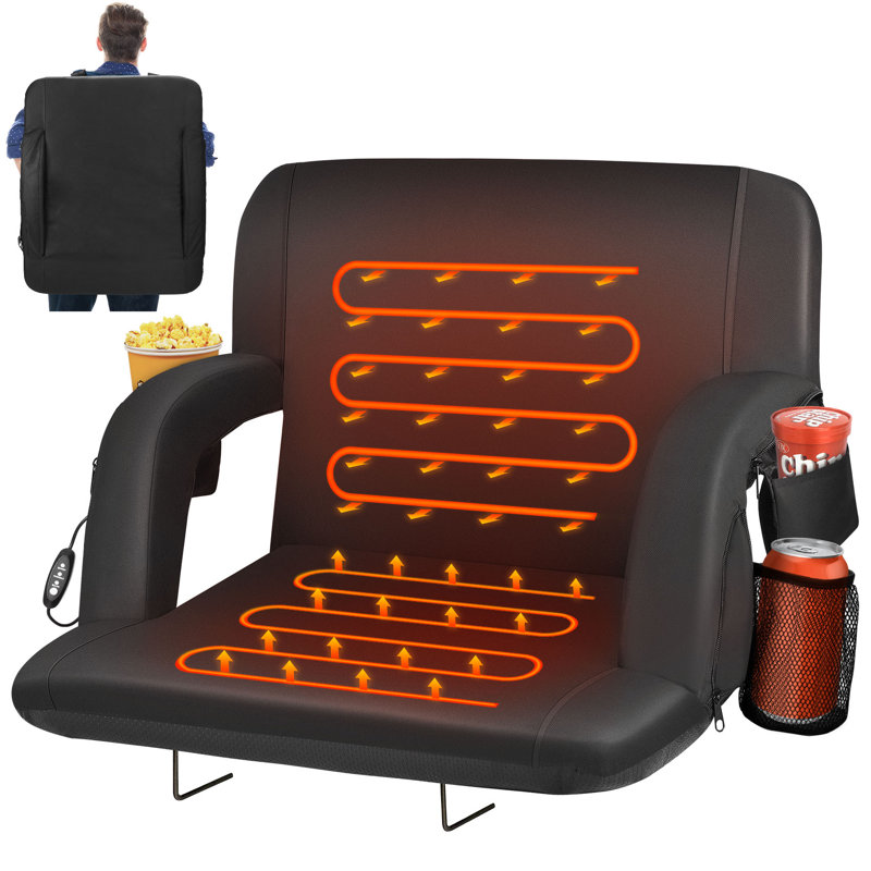 Charnetta 25In Heated Stadium Seats for Bleachers with Back Support, Portable Bleacher Seat USB 3 Levels of Heat