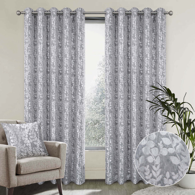 Birghild Eyelet Room Darkening Super Thermal Curtains, 90" W x 90" L, Grey