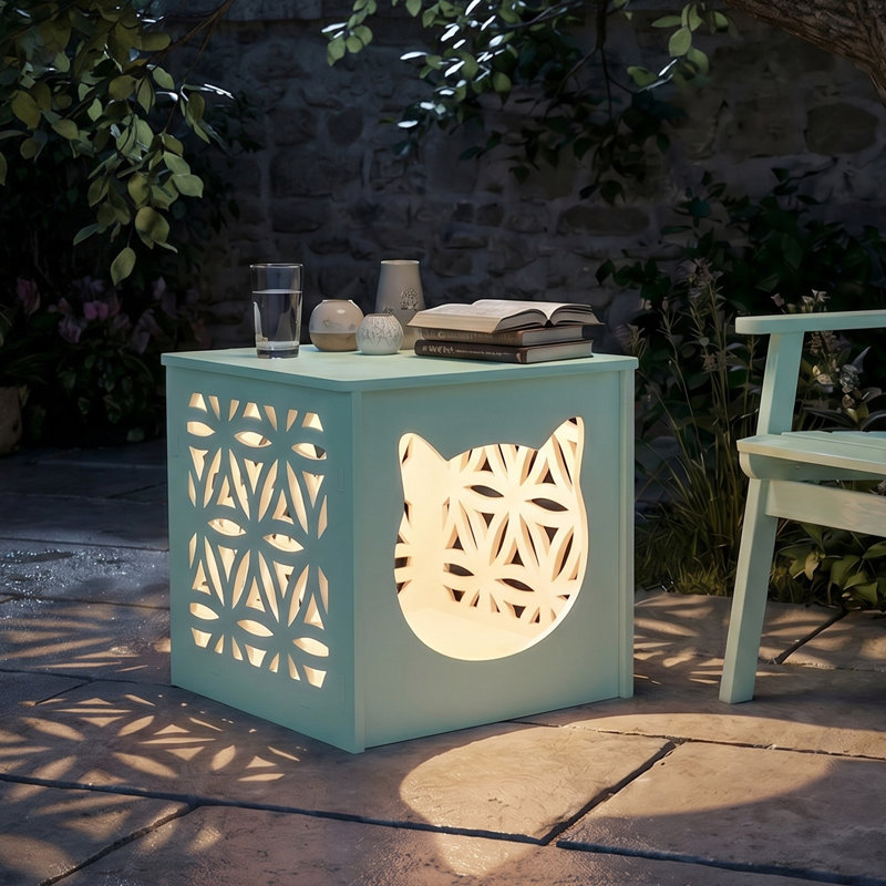 Multi-Functional Cat Cave PVC Side Table, Green