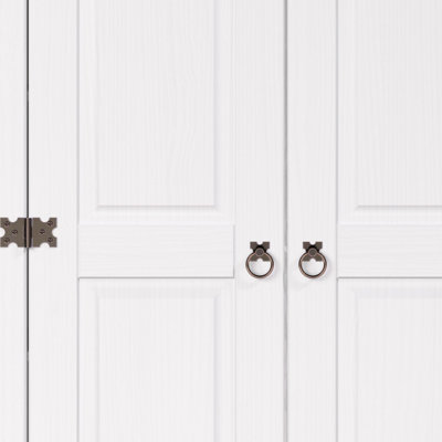 Conte 2 Door Cupboard, White and Antique Wax Finish, Corona design