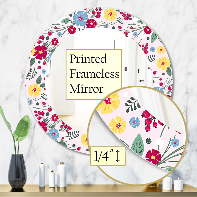 Miroir mural floral Mid-Century, H 31,5 po x l po
