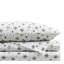 Drap pour très grand lit 4 pièces, 100% flanelle de coton, imprimé flocons de neige noirs, luxe pour les grands matelas jusqu'à 18 po, douceur supérieure du brossage, drap-housse élastique, pré-rétréci, comprend 2