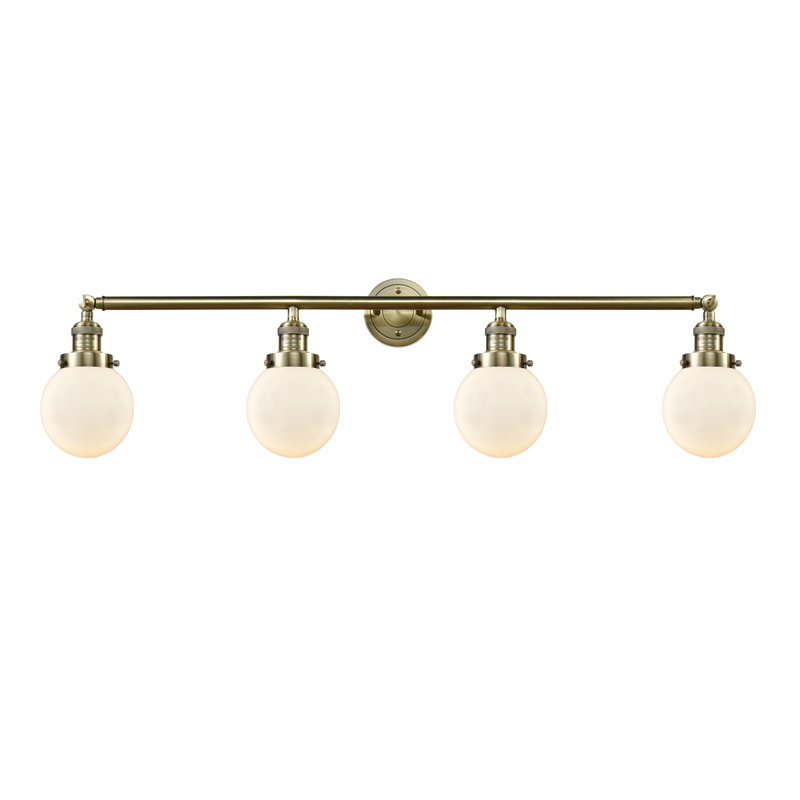 Éclairage de salle de bain à intensité variable 4 lumières Clementina, Boîtier blanc mat, Ampoule DEL rétro de 3,5 watts