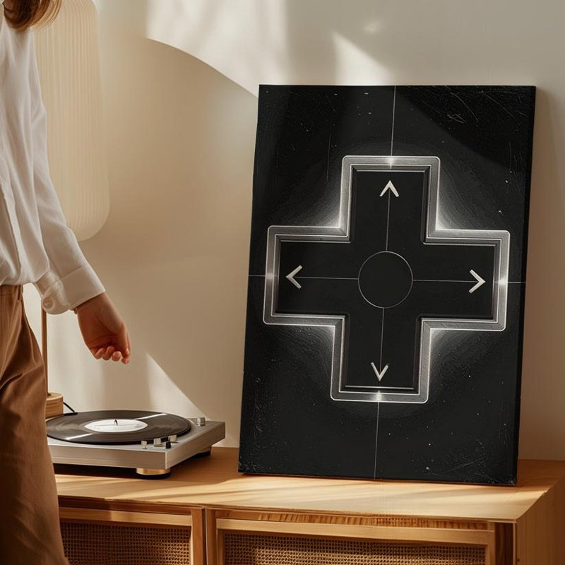 Art mural mural sur toile, console de jeu minimaliste en toile, prêt à accrocher, H 18 po x l 24 po