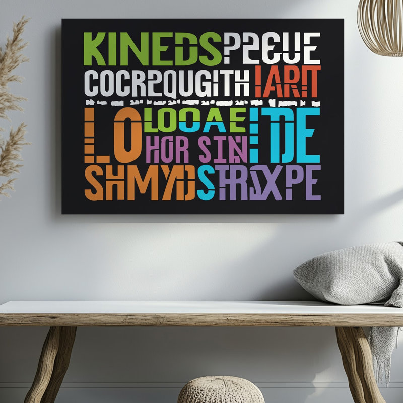 "Toile créer une image" avec une conception typographique vibrante et audacieuse centrée sur un fond noir présentant des mots