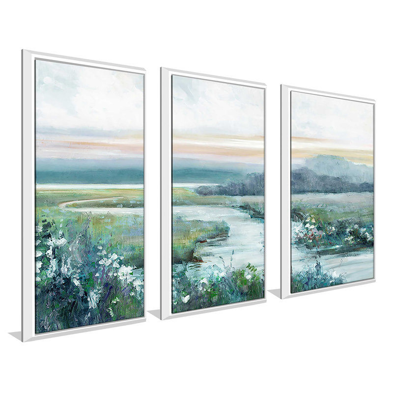 " Eternity In Twilight " 3 - Pieces Painting Print, 52.5" W x 33.5" H