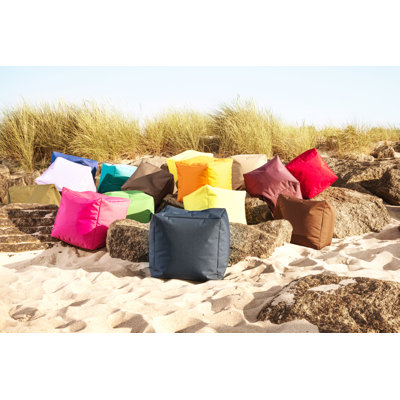  Moseley 16" Square Bean Bag Pouf Ottoman, Water-Repellent