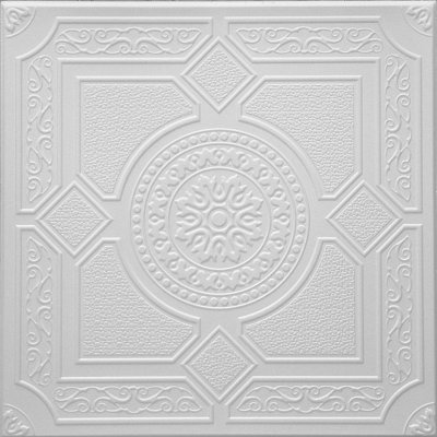 Carreaux de plafond en styromousse à coller, paquet de 48 (130 pieds carrés)