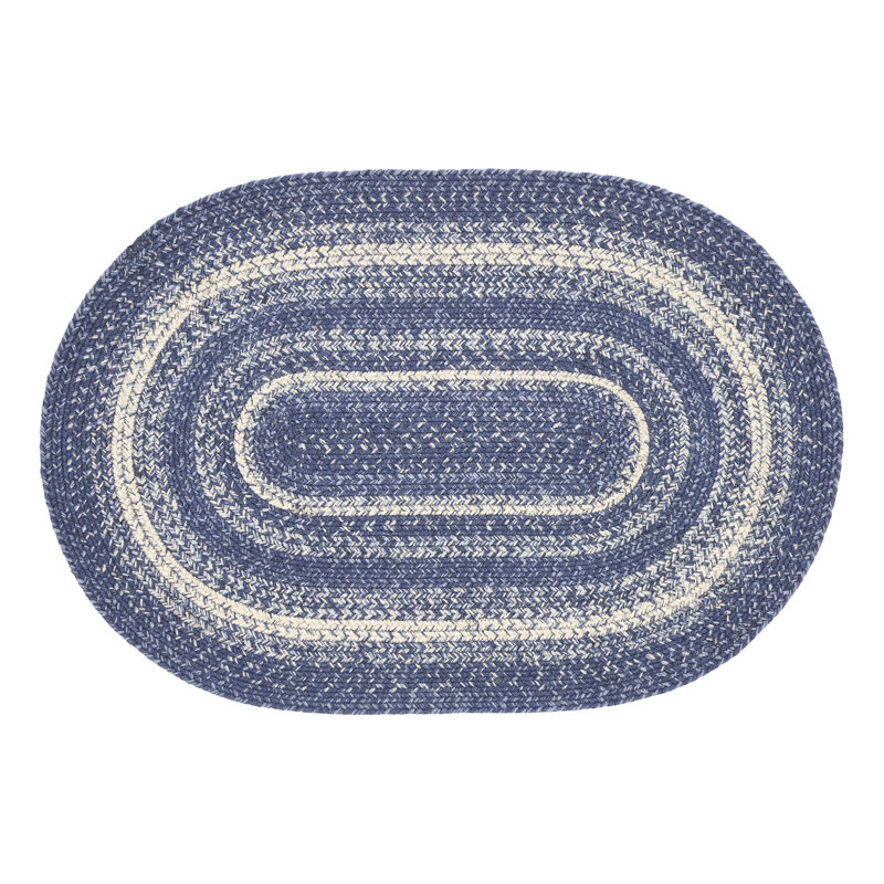 Tapis bleu tressé Birt Whistle, Ovale 2 pi x 3 pi