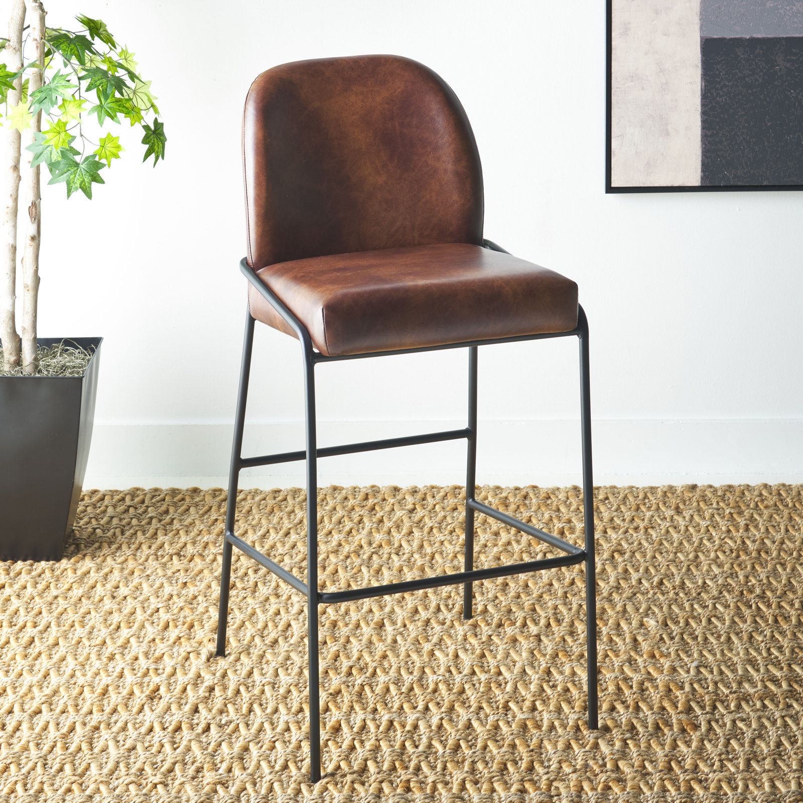 Barrington Vegan Leather Bar & Counter Stool, Brown, Bar Stool (30" Seat Height)